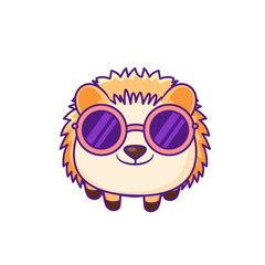 Cute Hedgehog Cartoon Kawaii Sticker. Character Vector Illustration