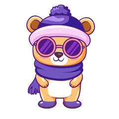 Cute Bear Cartoon Kawaii Sticker. Character Vector Illustration