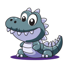 Cute Crocodile Cartoon Kawaii Sticker. Character Vector Illustration