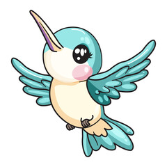 Fototapeta premium Cute Bird Cartoon Kawaii Sticker. Character Vector Illustration