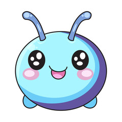 Cute Monster Animal Cartoon Kawaii Sticker. Character Vector Illustration