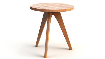 A wooden table with a round top and three legs