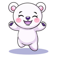 Cute Bear Cartoon Kawaii Sticker. Character Vector Illustration