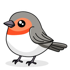 Cute Bird Cartoon Kawaii Sticker. Character Vector Illustration
