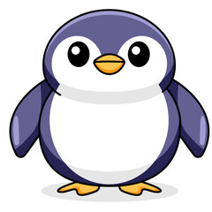 Cute Penguin Cartoon Kawaii Sticker. Character Vector Illustration
