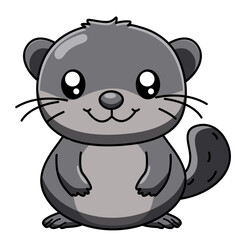 Cute Beaver Cartoon Kawaii Sticker. Character Vector Illustration