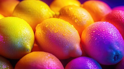 Vibrant Lemons with Water Droplets