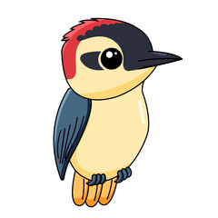 Cute Bird Cartoon Kawaii Sticker. Character Vector Illustration