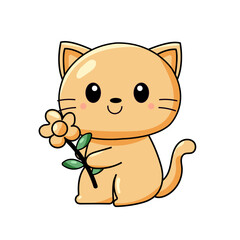 Cute Cat Cartoon Kawaii Sticker. Character Vector Illustration