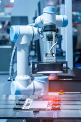 automatic vision sensor machine measure the aluminum mobile phone part .