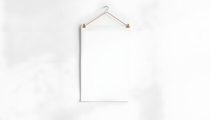 Naklejka premium Poster hanger mockup on white wall, dramatic atmosphere. isolated with white shades