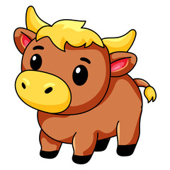 Cute Cow Cartoon Kawaii Sticker. Character Vector Illustration