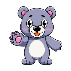 Obraz premium Cute Bear Cartoon Kawaii Sticker. Character Vector Illustration