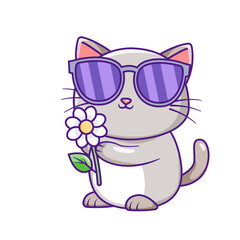 Cute Cat Cartoon Kawaii Sticker. Character Vector Illustration