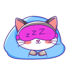 Cute Cat Cartoon Kawaii Sticker. Character Vector Illustration