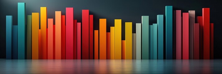 A 3D bar graph illustrating market trends, with bold colors and dynamic lighting for clarity