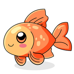 Cute Fish Cartoon Kawaii Sticker. Character Vector Illustration