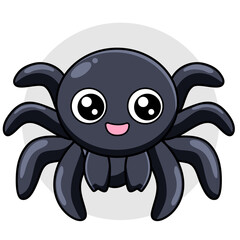 Cute Spider Cartoon Kawaii Sticker. Character Vector Illustration