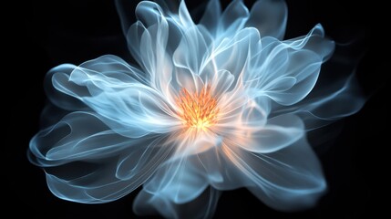 Obraz premium A flower with a yellow center and blue petals