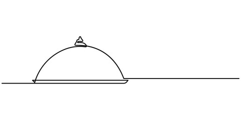 Continuous Line Drawing of Serving Icon. Hand Drawn Symbol Vector Illustration, Catering dish serving icon on the white background, Continuous one line drawing Catering dish serving Vector.