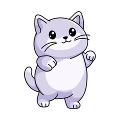 Cute Cat Cartoon Kawaii Sticker. Character Vector Illustration