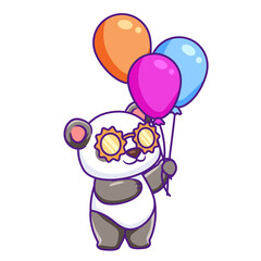 Cute Panda Cartoon Kawaii Sticker. Character Vector Illustration