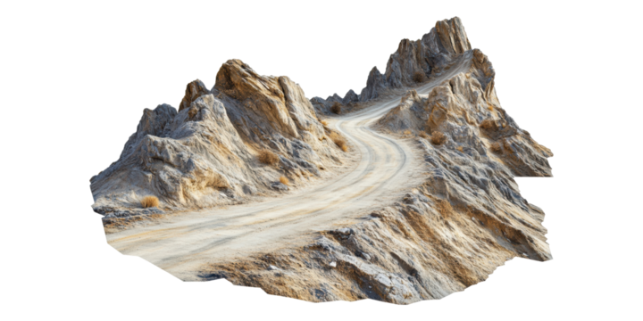 Rocky mountain pathway illustration isolated on transparent background