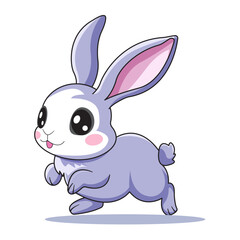 Cute Rabbit Cartoon Kawaii Sticker. Character Vector Illustration