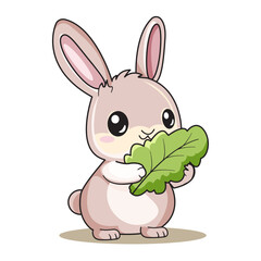 Obraz premium Cute Rabbit Cartoon Kawaii Sticker. Character Vector Illustration