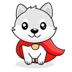 Cute Dog Cartoon Kawaii Sticker. Character Vector Illustration
