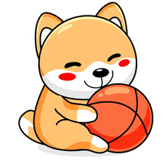 Cute Dog Cartoon Kawaii Sticker. Character Vector Illustration