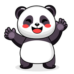 Naklejka premium Cute Panda Cartoon Kawaii Sticker. Character Vector Illustration