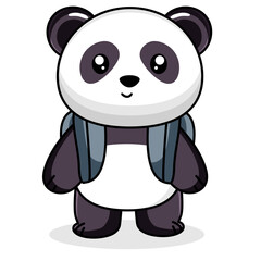 Cute Panda Cartoon Kawaii Sticker. Character Vector Illustration