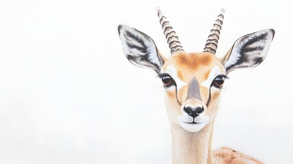 Fototapeta premium A graceful gazelle portrait against a white background