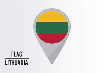 Lıthuanıa Flag on Location Pin. vector illustration