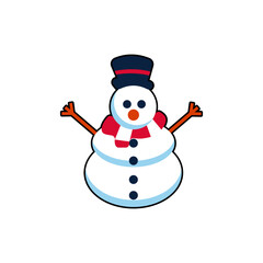 Cheerful snowman wearing a blue hat and red scarf, standing . perfect for winter and holiday themes.