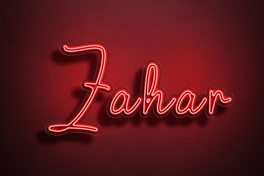 Red Neon Style Text Effect of name Zahar on red background.