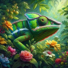 Obraz premium Chameleon wildlife painting