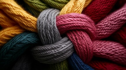 Intertwined Colorful Yarn Threads Crafts Texture Background