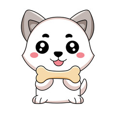 Cute Dog Cartoon Kawaii Sticker. Character Vector Illustration