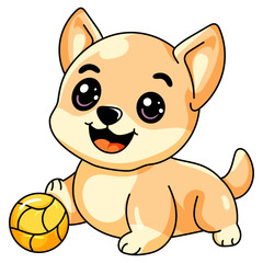 Cute Dog Cartoon Kawaii Sticker. Character Vector Illustration