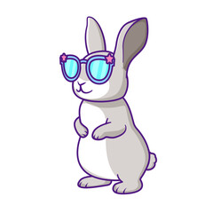 Cute Rabbit Cartoon Kawaii Sticker. Character Vector Illustration