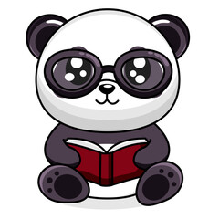 Cute Panda Cartoon Kawaii Sticker. Character Vector Illustration