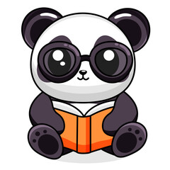 Cute Panda Cartoon Kawaii Sticker. Character Vector Illustration