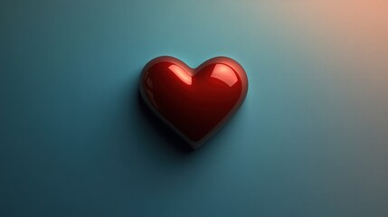 Glossy red heart shape on a gradient background.