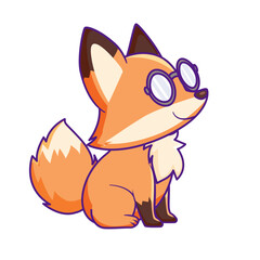 Cute Fox Cartoon Kawaii Sticker. Character Vector Illustration
