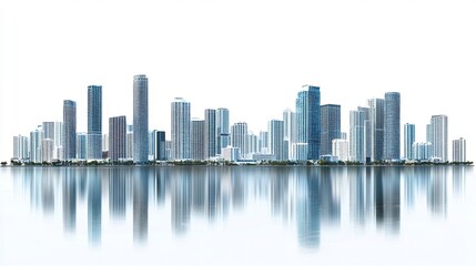 Fototapeta premium Miami Skyline Reflection: A Panoramic Cityscape