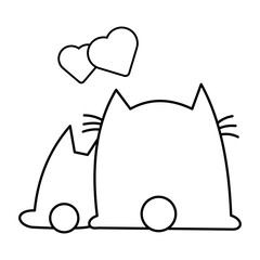 Cats in Love With Hearts Vector Illustration. Cats in Love With Hearts Vector Illustration