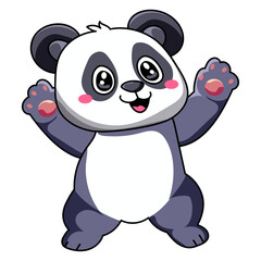 Cute Panda Cartoon Kawaii Sticker. Character Vector Illustration