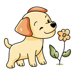 Cute Dog Cartoon Kawaii Sticker. Character Vector Illustration